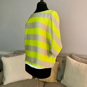 Express Neon Yellow and Gray Women's Dress Top